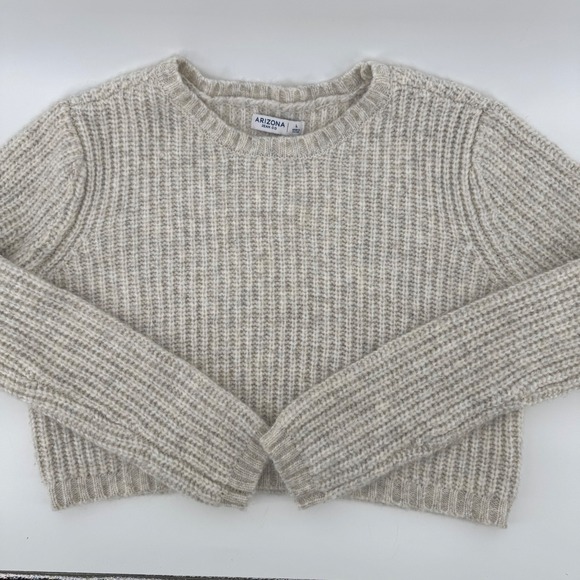 Arizona Jean Co Womens Cropped Monochrome Preppy Oatmeal Ribbed Knit‎ Sweater L - Picture 10 of 11